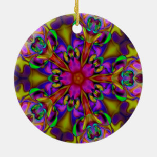 Kaleidoscope Apophysis Fractal Art - II Ceramic Tree Decoration