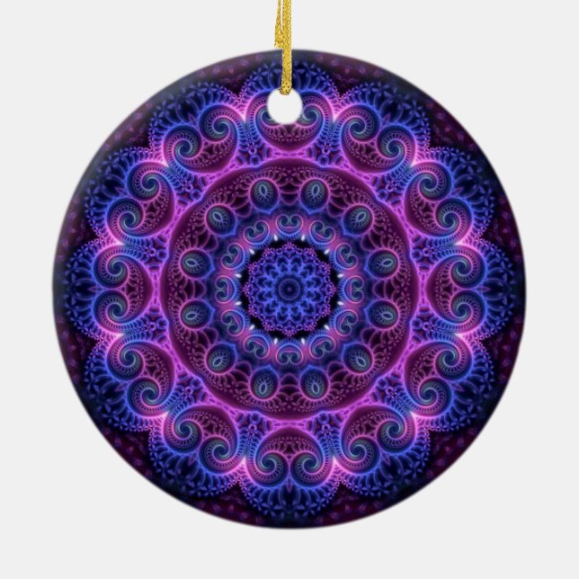Kaleidoscope Apophysis Mandala Hearts Ceramic Tree Decoration (Back)