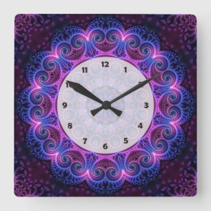 Kaleidoscope Apophysis Mandala Hearts Square Wall Clock