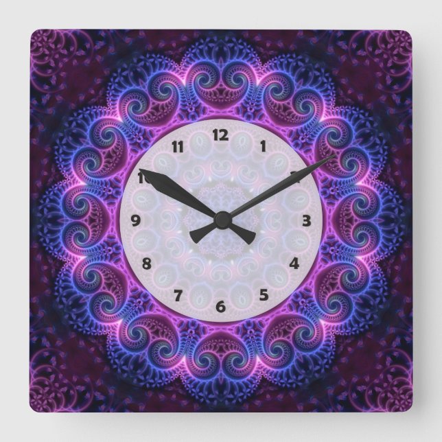 Kaleidoscope Apophysis Mandala Hearts Square Wall Clock (Front)