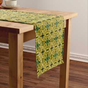 Kaleidoscope Art Primrose Flowers Nature    Short Table Runner