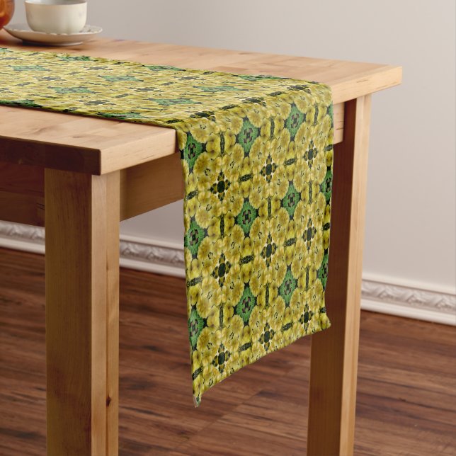 Kaleidoscope Art Primrose Flowers Nature    Short Table Runner (In Situ)