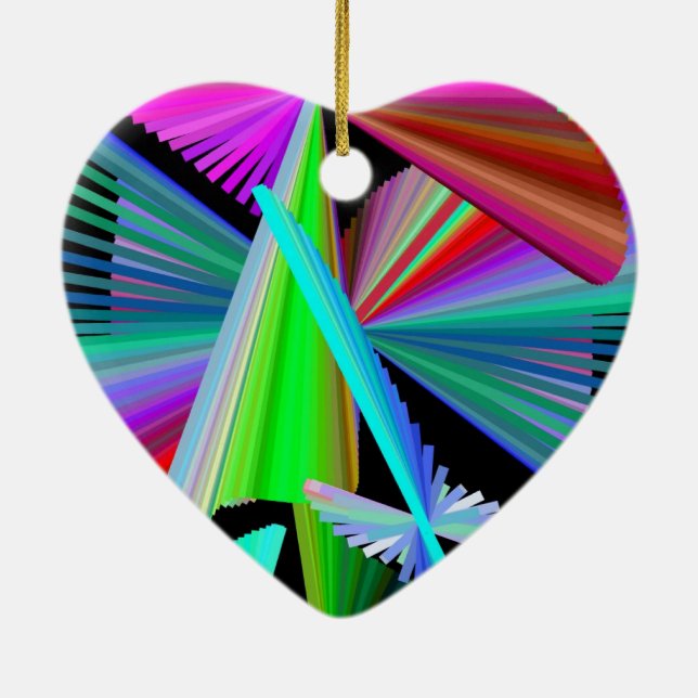 Kaleidoscope Art Red Green Purple Blue Black Ceramic Tree Decoration (Back)