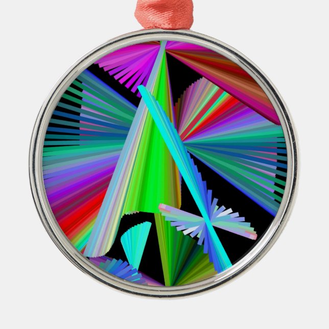 Kaleidoscope Art Red Green Purple Blue Black Metal Tree Decoration (Front)