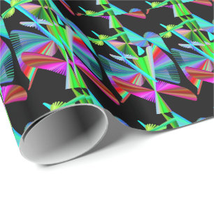 Kaleidoscope Art Red Green Purple Blue Black Wrapping Paper