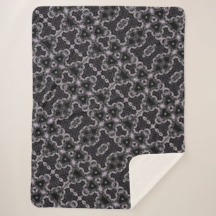 Kaleidoscope black and lavender colour sherpa blanket