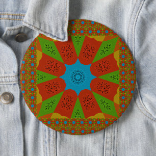 Kaleidoscope Bloom A Vibrant African Print Colour 6 Cm Round Badge