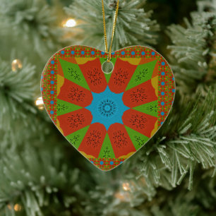 Kaleidoscope Bloom A Vibrant African Print Colour  Ceramic Tree Decoration