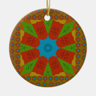 Kaleidoscope Bloom A Vibrant African Print Colour  Ceramic Tree Decoration