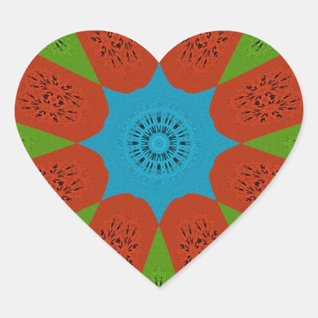 Kaleidoscope Bloom A Vibrant African Print Colour  Heart Sticker (Front)