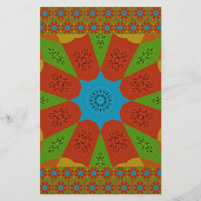 Kaleidoscope Bloom A Vibrant African Print Colour  Stationery (Front)
