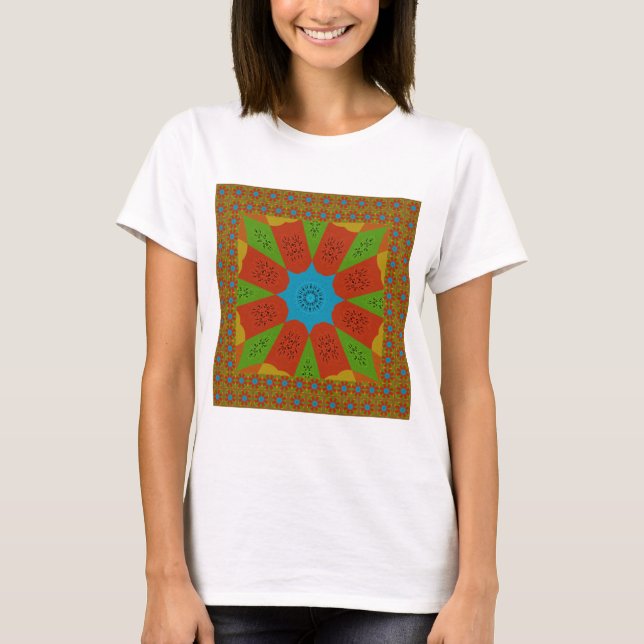 Kaleidoscope Bloom A Vibrant African Print Colour  T-Shirt (Front)