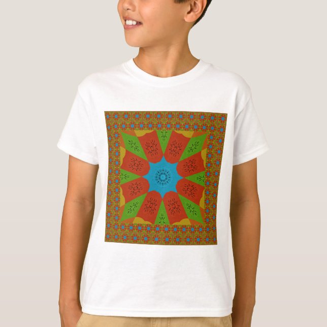 Kaleidoscope Bloom A Vibrant African Print Colour  T-Shirt (Front)