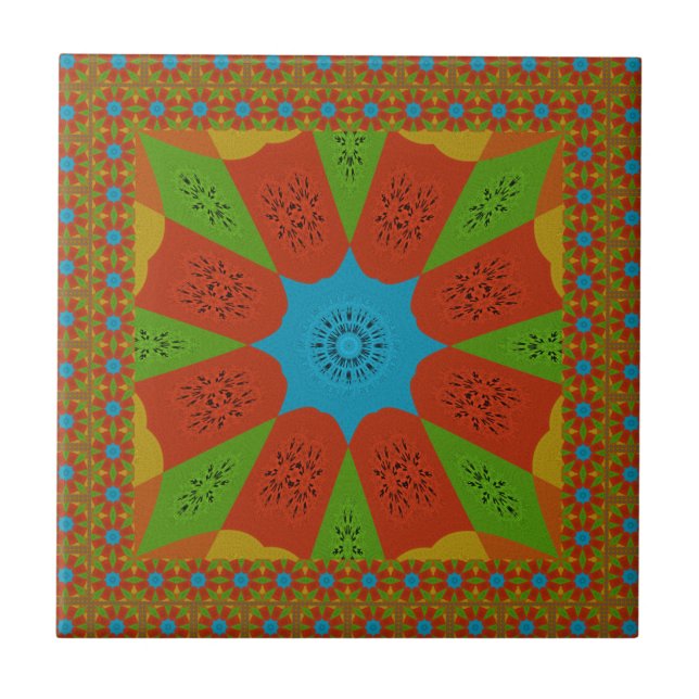 Kaleidoscope Bloom A Vibrant African Print Colour  Tile (Front)