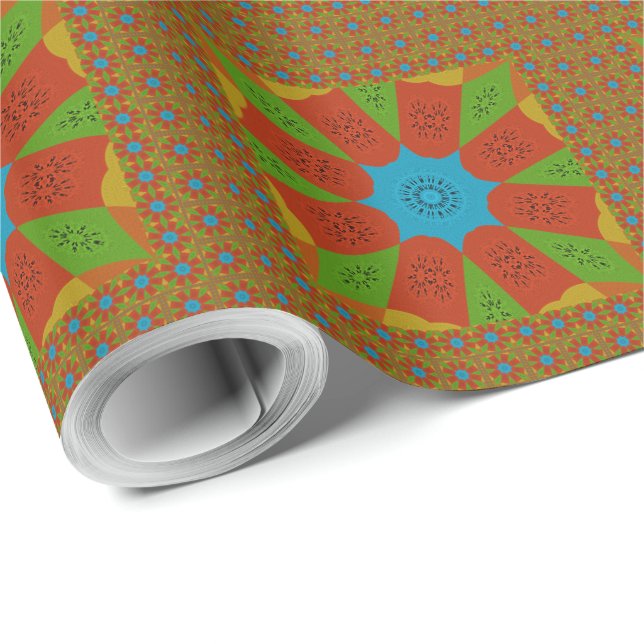 Kaleidoscope Bloom A Vibrant African Print Colour  Wrapping Paper (Roll Corner)