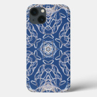 Kaleidoscope Blue with White Snow Lines