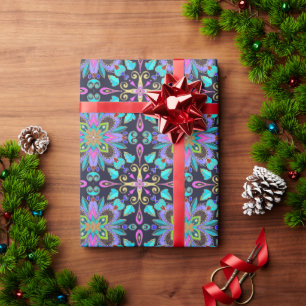 Kaleidoscope blueberry wrapping paper
