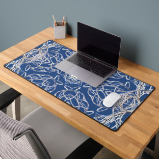 Kaleidoscope Bright Blue, White, Single Star Desk Mat