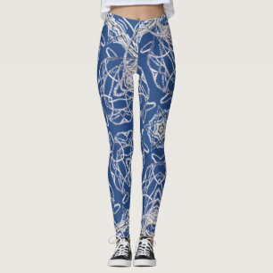 Kaleidoscope Bright Blue, White, Single Star Leggings