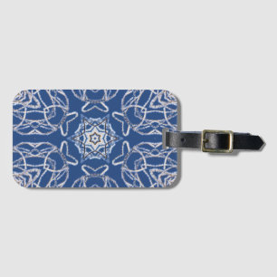 Kaleidoscope Bright Blue, White, Single Star Luggage Tag