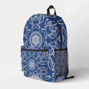 Kaleidoscope Bright Blue, White, Single Star Printed Backpack