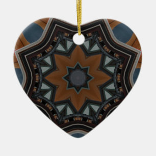 Kaleidoscope brown star ceramic tree decoration