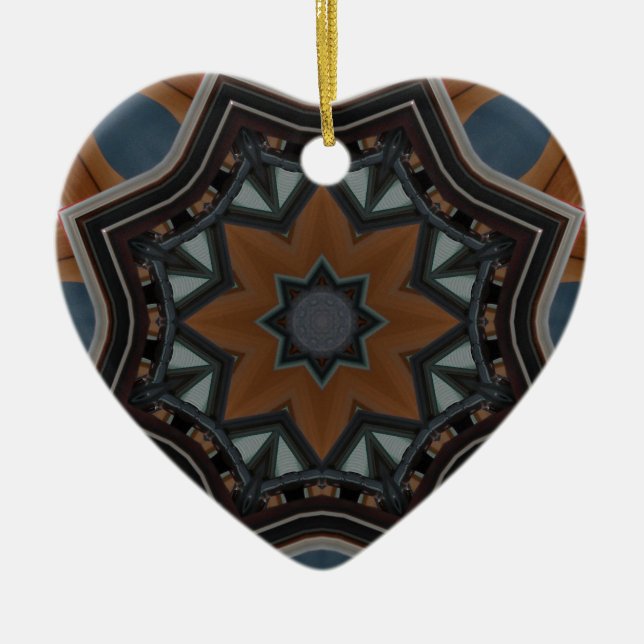 Kaleidoscope brown star ceramic tree decoration (Front)