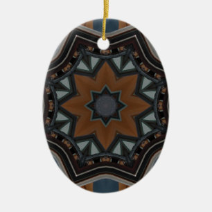 Kaleidoscope brown star ceramic tree decoration