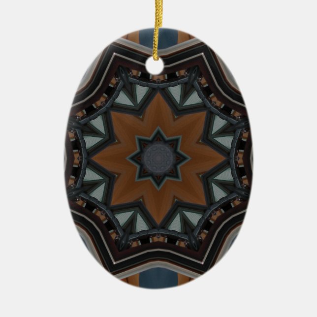 Kaleidoscope brown star ceramic tree decoration (Front)