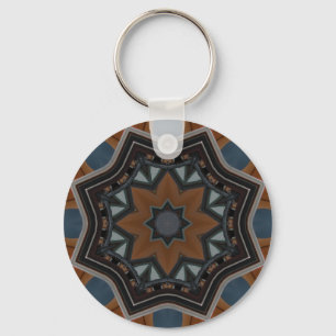 Kaleidoscope Brown Star pattern... Key Ring