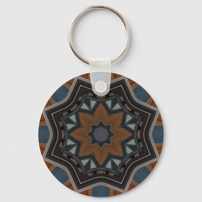Kaleidoscope Brown Star pattern... Key Ring (Front)