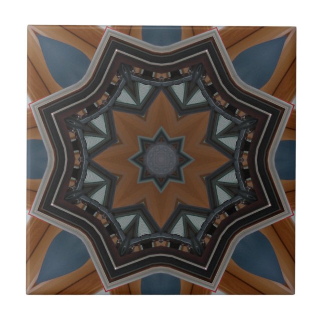 Kaleidoscope Brown Star pattern... Tile (Front)