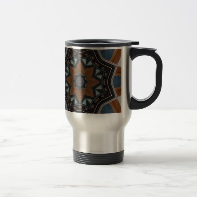 Kaleidoscope Brown Star pattern... Travel Mug (Right)