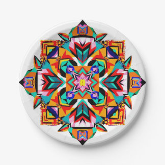 Kaleidoscope Burst: A Modern Tribal Mandala Paper Plate