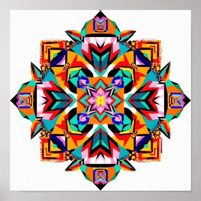 Kaleidoscope Burst: A Modern Tribal Mandala Poster (Front)