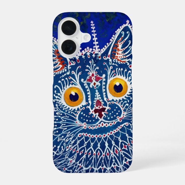 Kaleidoscope Cat blue iPhone 16 Case (Back)