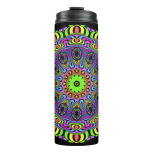 Kaleidoscope Clock Mandala I + your ideas Thermal Tumbler