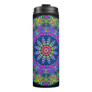 Kaleidoscope Clock Mandala II + your ideas Thermal Tumbler