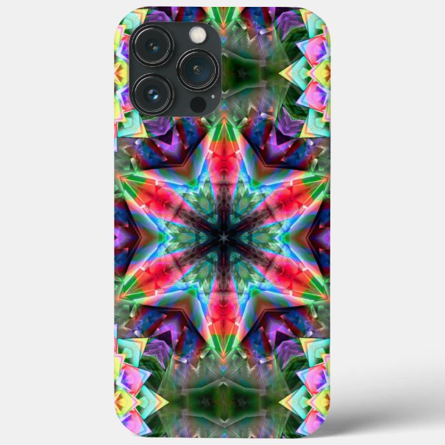 Kaleidoscope coloured star sunk in virtual brushed Case-Mate iPhone case (Back)