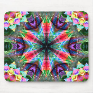Kaleidoscope coloured star sunk in virtual brushed mouse mat
