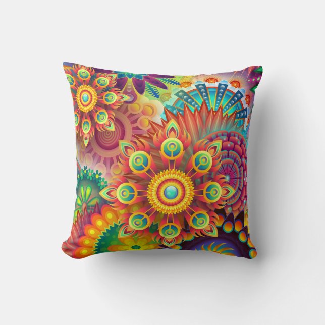 Kaleidoscope colourful Rainbow Throw pillow (Front)