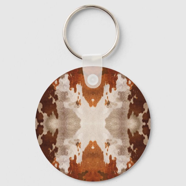 Kaleidoscope Cow Hide Pattern Key Ring (Front)