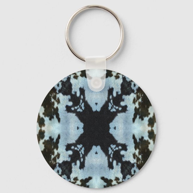 Kaleidoscope cow hide pattern key ring (Front)