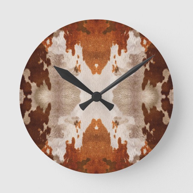 Kaleidoscope Cow Hide Pattern Round Clock (Front)