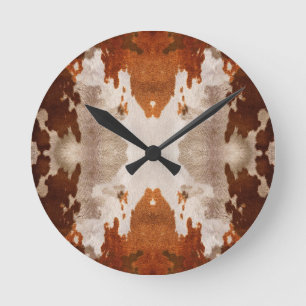 Kaleidoscope Cow Hide Pattern Round Clock