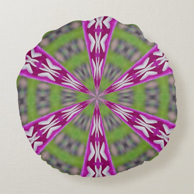 Kaleidoscope Dahlia Round Cushion (Back)
