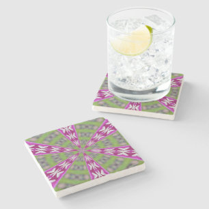 Kaleidoscope Dahlia Stone Coaster