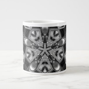 Kaleidoscope dark grey Star... Large Coffee Mug