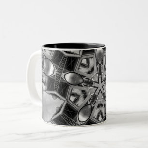 Kaleidoscope dark grey Star... Two-Tone Coffee Mug