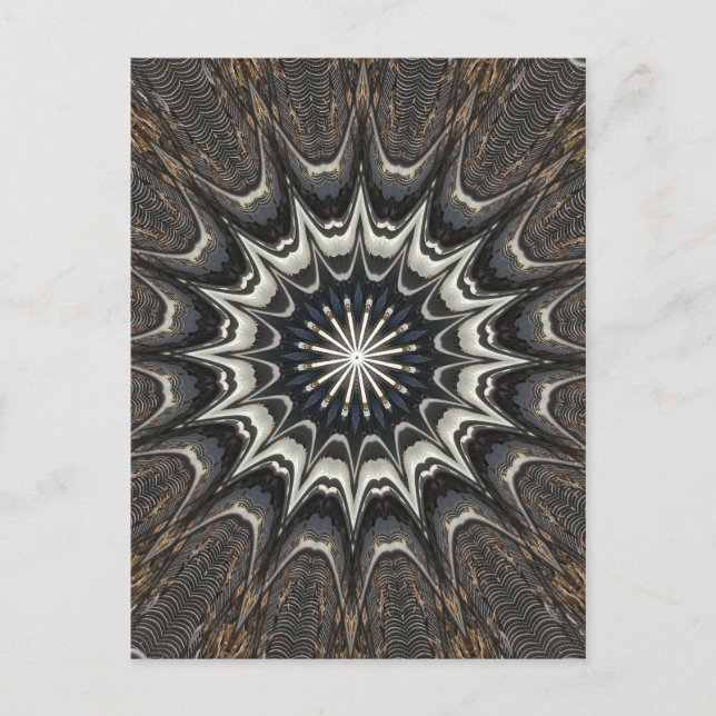Kaleidoscope Design Black Grey Blue White Art Postcard (Front)